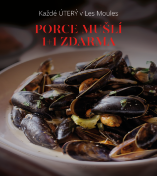 PORCE MUŠLÍ 1+1 ZDARMA V LES MOULES